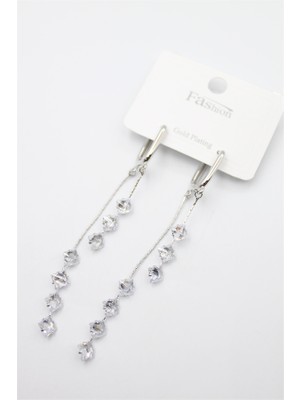 Beta Moda Hub Zirkon Taşlı Küpe - Gümüş