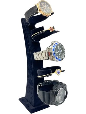 Sezgin Kutu ve Aksesuar Saat ve Kelepçe Bileklik Standı Dikey Süet Siyah