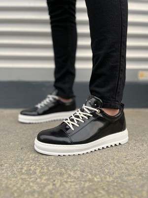 Zapatos JY152 Cool Bağcıklı Rugan Erkek Günlük Spor Klasik Ayakkabı Rbt - Siyah