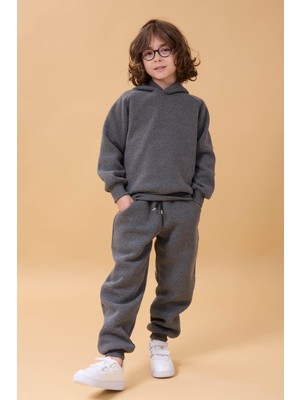 Perendi Reglan Kol Kapüşonlu Içi Polarlı Unisex Çocuk Takım