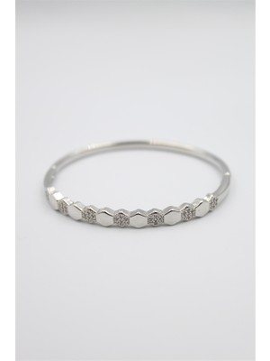 Beta Moda Hub Taşlı Vip Bilezik - Gümüş