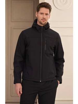 Erkek Su Geçirmez Rüzgar Geçirmez Softshell Çıkarılabilir Kapüşonlu Şişme Mont