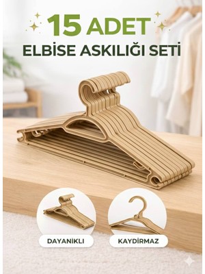 Padilon 15’li Elbise Askısı Kaydırmaz Dayanıklı Plastik Kıyafet Askısı Dolap Düzenleyici