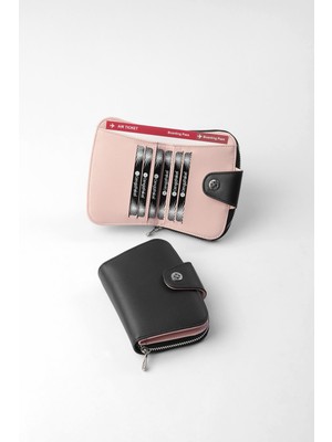 Cengiz Pakel Küçük Boy Kadın Cüzdan - 65308M - Siyah/pudra