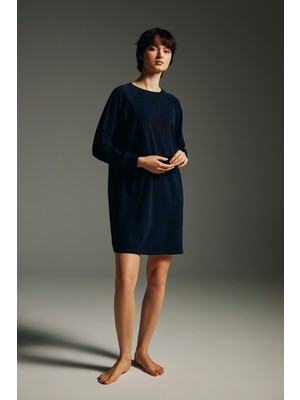 Hays Kadın Pamuklu Reglan Uzun Kollu Gecelik