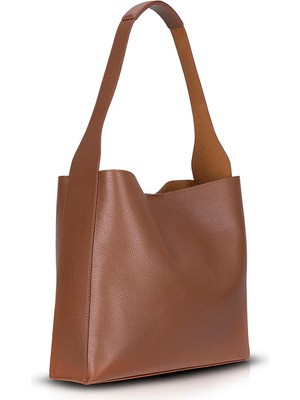 PLM Gün Boyu Konfor ve Zamansız Şıklık Sunan Hakiki Deri Kadın Omuz Çantası – Stella - Tan Rengi