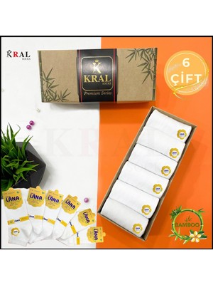Kral Socks Kadın Bambu Çorap ( 6 Çift) Renkli Hediye Kutulu Patik Kadın Çorap