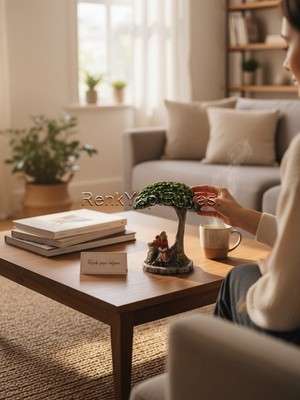 Renk Yapı Rüyası Dekoratif Şık Ağaç Figürlü Biblo Sunum Sevgililer Günü Biblosu Ağaç Biblo 22*13 cm