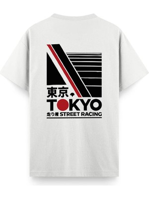 Oksit Tokyo Street Racing Sırt Baskılı Oversize Unisex Pamuklu Tişört Jdm Tasarım