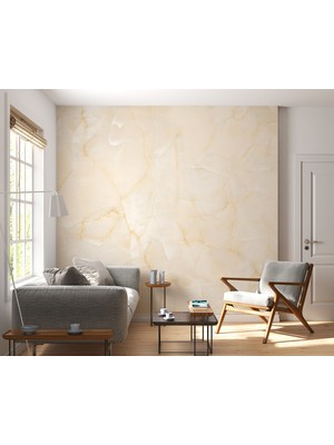 Grown Sade Krem Rengi Mermer Desenli Duvar Kağıdı - Mutfak ve Banyo