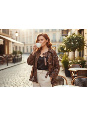 Gala Stil Gala Pullu Desenli Kadın Ceket