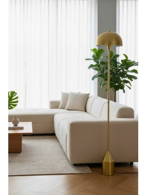 Luzarana Toms Sarı Lambader  Modern Dekoratif Metal Tasarım Şık Yerden Aydınlatma Lambası