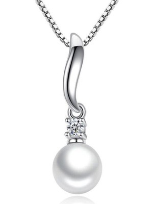 Kumi 925 Ayar Gümüş Inci Kolye Kadın Zarif Şık Tasarım Hediye Günlük ve Özel Gün Kullanım Takı Model