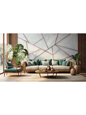 Mermer Çizgili Desenli 3D Poster Duvar Kağıdı