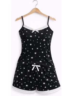 Belpa Sıla Sella Bamboo Kadın Şortlu Pijama Takımı – Askılı Dantel Detaylı