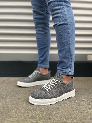 Zapatos JY152 Cool Bağcıklı Keten Erkek Günlük Spor Klasik Ayakkabı Kbt - Gri
