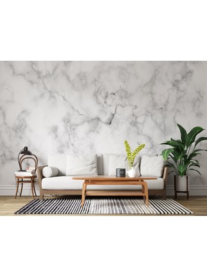 Grown Beyaz Mermer Desenli Duvar Kağıdı - Mutfak ve Banyo