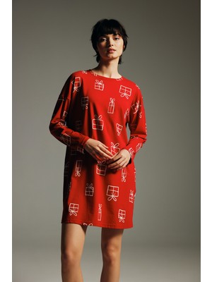 Hays Kadın Pamuklu Uzun Kollu Gecelik