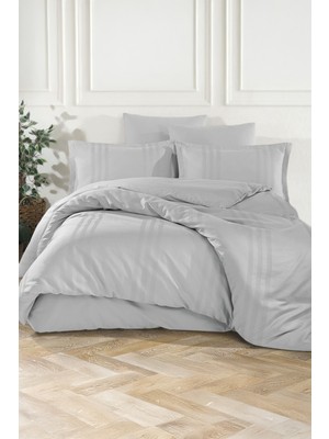 Clasy Melkor Açık Gri Çift Kişilik %100 Pamuk Nevresim Takımı