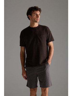 Syah Erkek Petek Dokulu Pamuklu Kısa Kollu T-Shirt
