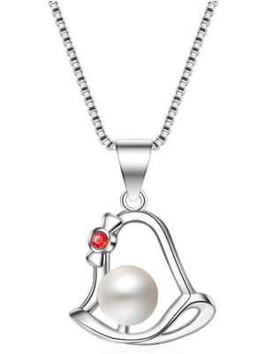 Kumi 925 Ayar Gümüş Inci Taşlı Çan Figürlü Gümüş Kolye