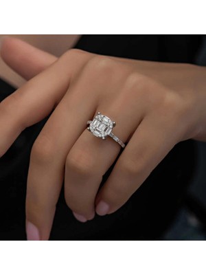 Bazarhane Gümüş Baget Taşlı Kadın Yüzük