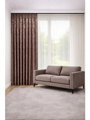 Perde Merkezi Bulut Kiremit Gri Fon Perde Salon ve Misafir Odalarına Uygun 1/3 Sık Pileli Tek Kanat Lüks Modern Fon Perde