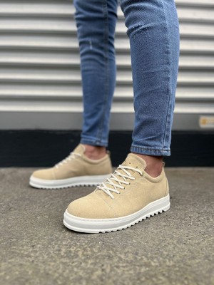 Zapatos JY152 Cool Bağcıklı Süet Erkek Günlük Spor Klasik Ayakkabı Sbt - Krem
