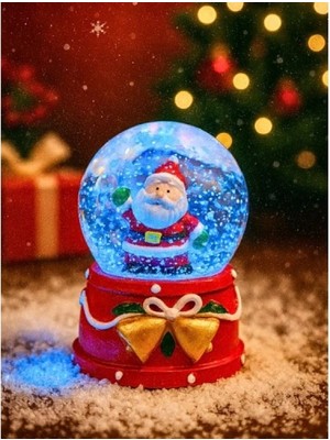 Marsilyan LED Işıklı  Yılbaşı Kar Küresi – 9 cm Orta Boy Noel Baba Figürlü Dekoratif Süs 48