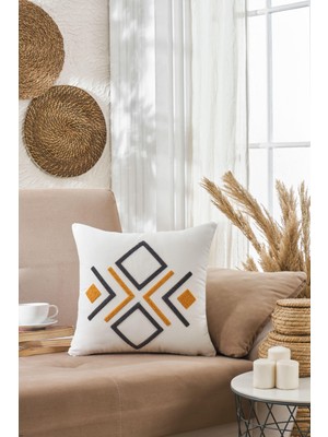 Kare Desenli Kırlent Kılıfı 42X42 cm Redclick Premium Kırlent Yüzü