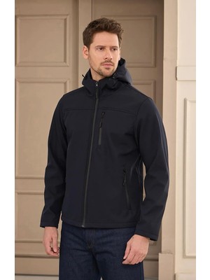 Erkek Su Geçirmez Rüzgar Geçirmez Softshell Çıkarılabilir Kapüşonlu Şişme Mont