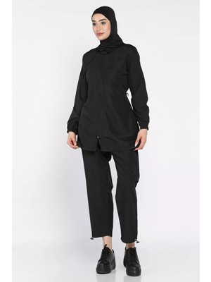 Julude Tam Kapalı Tunik Pantolon Bone Paraşüt Kumaş 3 Lü Tesettür Mayo P-00011934