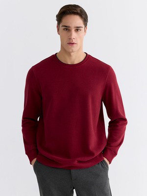 Lcw Kırmızı Bisiklet Yaka Erkek Sweatshirt