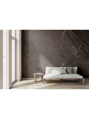 Grown Sade Düz Gri Mermer Desenli Duvar Kağıdı - Mutfak ve Banyo