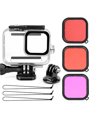 Kumi Gopro Hero 12 11 10 9 Için 60m Sualtı Su Geçirmez Kılıf Muhafaza Housing Ve Lens Filtresi