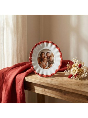 Güral Porselen Güral Hediyelik Dekoratif Fotoğraf Çerçevesi 17 cm Bordo
