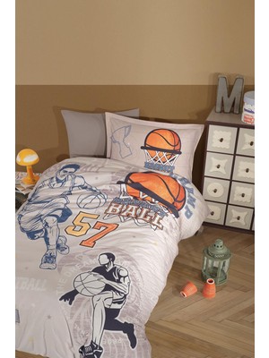 Clasy Basketball Bej Tek Kişilik %100 Pamuk Nevresim Takımı