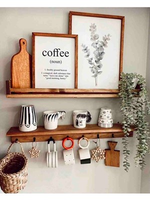 Dabanlıoğlu Mobilya 70 cm 2 Adet Raf Ahşap Baharatlık Kahve Köşesi Askılık Terek Mutfak