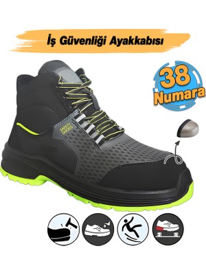 Badem10 Iş Ayakkabısı 38 Numara Süet Delikli Nefes Alan Çelik Burunlu Inşaatçı Tekstil Güvenlik Ayakkabı Bot