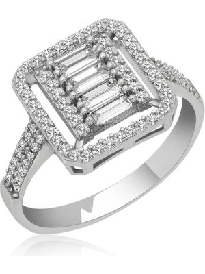 Bazarhane Gümüş Baget Kesim Kadın Yüzük