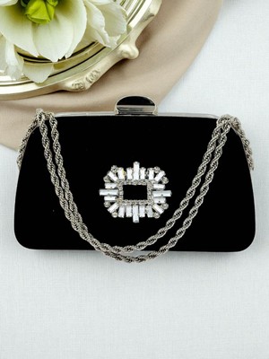 Gloriys Ayakkabı & Çanta Siyah Taşlı Abiye Çanta