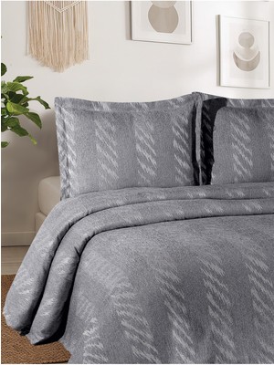 Aspen 3 Parça Çift Kişilik Pike Takımı Gri 240 x 260 cm