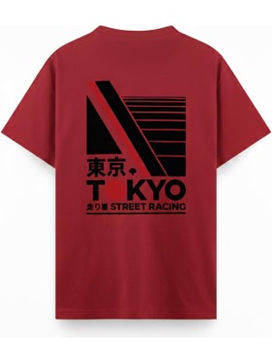 Oksit Tokyo Street Racing Sırt Baskılı Oversize Unisex Pamuklu Tişört Jdm Tasarım