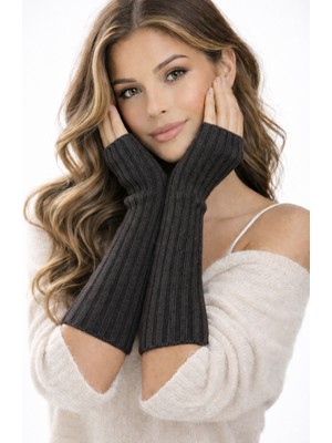 Wega Moda Kadın 1 Çift Kışlık Parmaksız Triko Eldiven – Yumuşak Dokulu Uzun Model