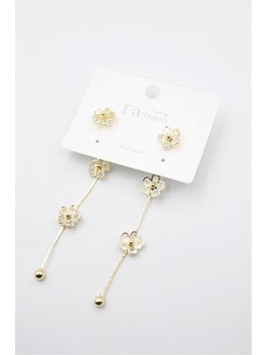 Beta Moda Hub Zirkon Taşlı Küpe - Altın