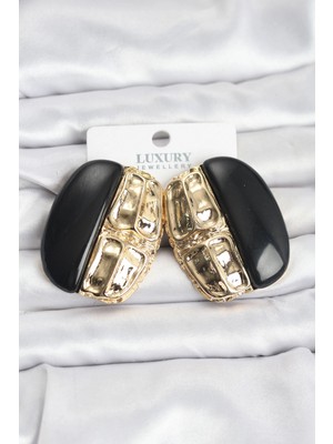 Siyah Renk Pirinç Vintage Kadın Küpe - TJ-BKP11497