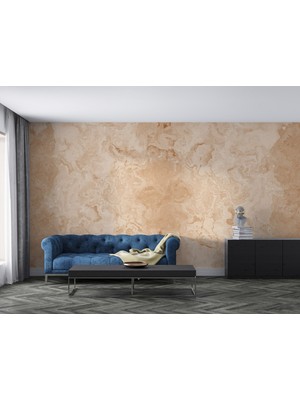 Grown Bej Soyut Dalgalı Mermer Desenli Duvar Kağıdı - Mutfak ve Banyo