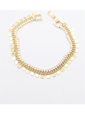 Beta Moda Hub Kare Pullu Su Yolu Bileklik - Altın