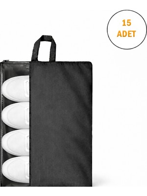 Microcase Çok Amaçlı Şeffaf Pencereli Ayakkabı Düzenleyici Seyahat Çantası Hurç 50X40 cm 15 Adet AL5502