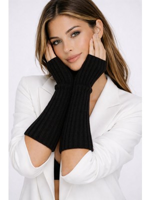 Wega Moda Kadın 1 Çift Kışlık Parmaksız Triko Eldiven – Yumuşak Dokulu Uzun Model